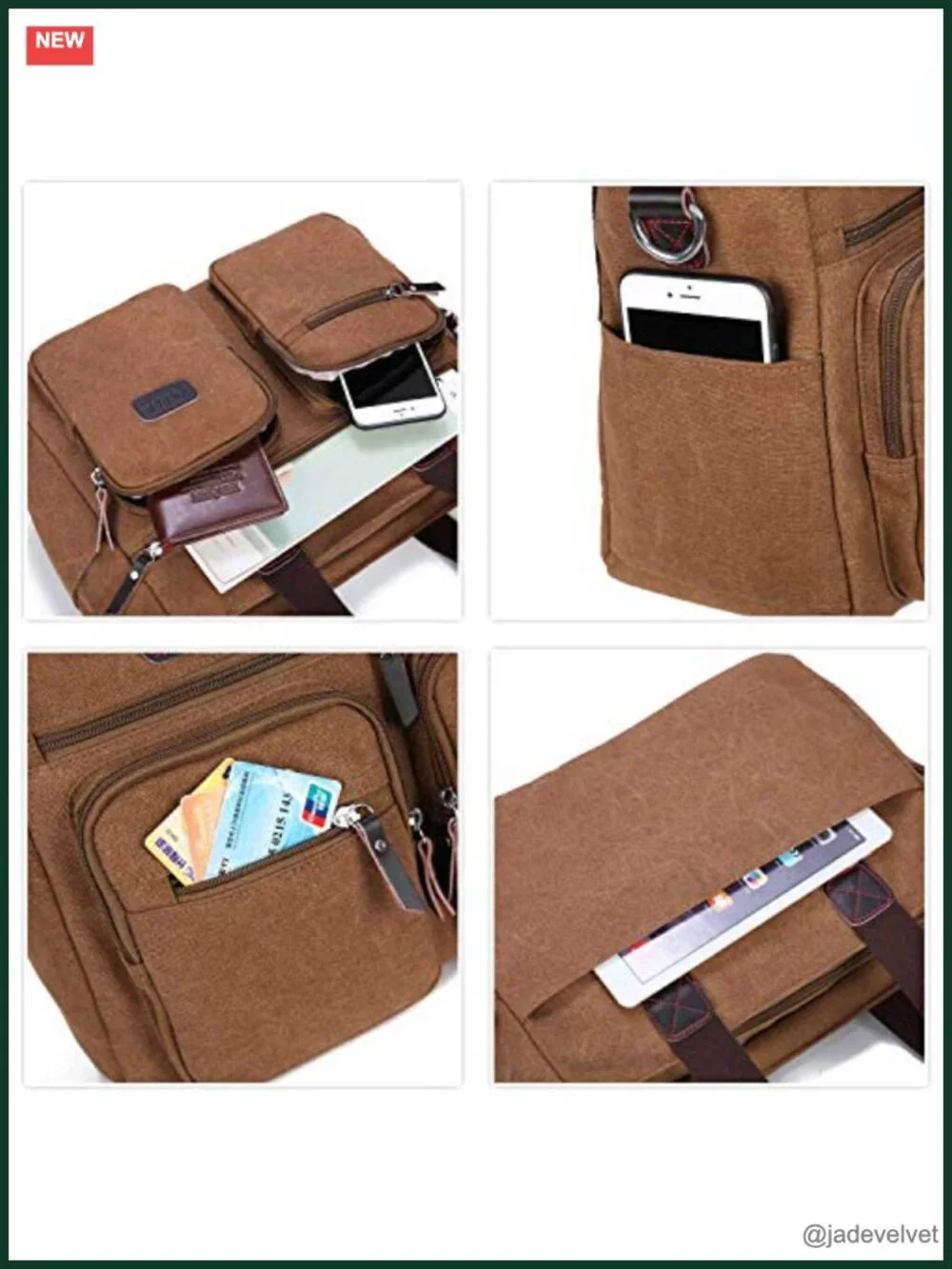 Canvas Satchel Handbag Top Zipper Shoulder Bag Tote Messenger Purse